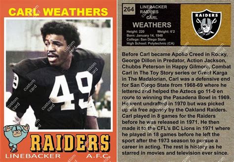 carl weathers nfl card|More.